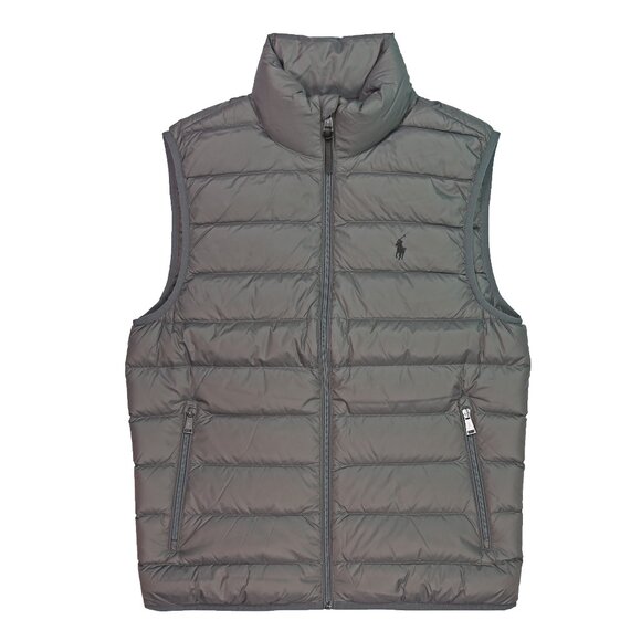 NWT Polo Ralph Lauren Men Signature Pony White Duck Down Light Vest Gray S L